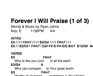 Forever I Will Praise You - Chord Chart